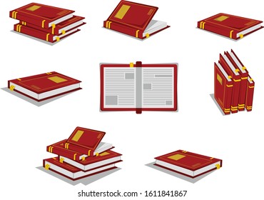 Set of book icons in flat design style.