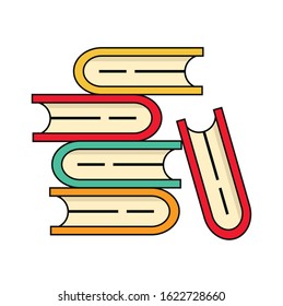 Set of book icons in flat design style