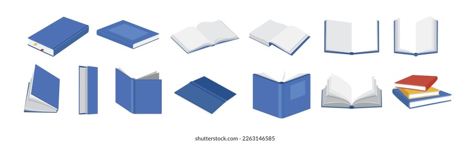 Set of book icons in flat design style.