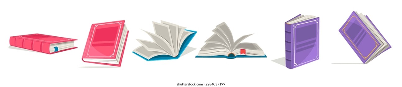 Set of book icons in flat design style.