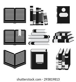 Set of book icons in flat design style.