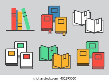 Set of book icons in flat design style eps10