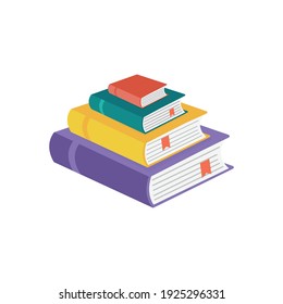 Set of book icons in flat style isolated on white background. Stack of literature. Publication, study, learning concept. 