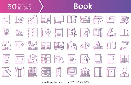 Set of book icons. Gradient style icon bundle. Vector Illustration