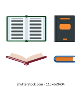 Set of book icons isolated on white background. Elements for your design works. Flat style vector illustration.