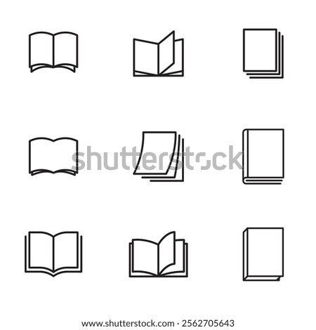 Set of book icons isolated on white background. Collection library symbol
