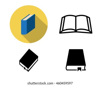 Set of book icons and symbol, vector