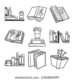 set of book illustration hand drawn vector