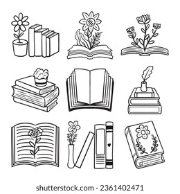 set of book illustration hand drawn vector