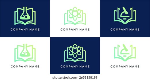 Set of book lab logo design template