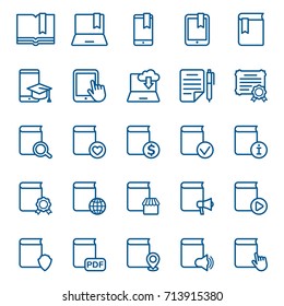 Set of book and library icons. Vector illustration