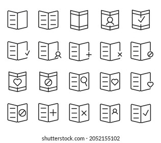Set of Book, library, magazine Related Vector Line Icons 