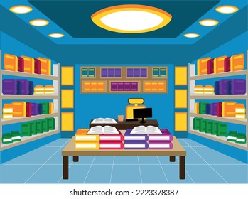 set of book in the library, vector illustration 