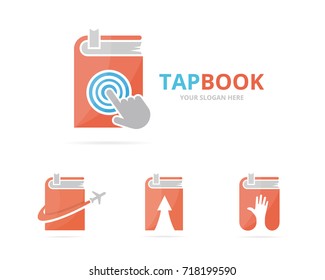 Set of book logo combination. Novel and cursor symbol or icon. Unique bookstore, library and digital logotype design template.