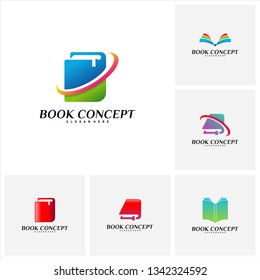 Set of Book Logo concept. Smart Learning Education Logo Design Template Vector. Icon Symbol