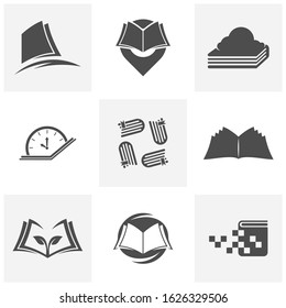 Set of Book Logo design Template. Book icon logo concept vector