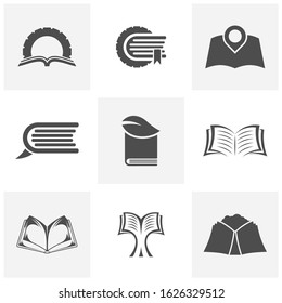Set of Book Logo design Template. Book icon logo concept vector