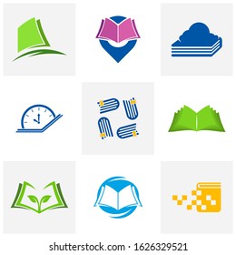 Set of Book Logo design Template. Book icon logo concept vector