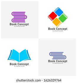 Set of Book Logo design Template. Book icon logo concept vector