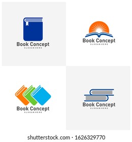 Set of Book Logo design Template. Book icon logo concept vector