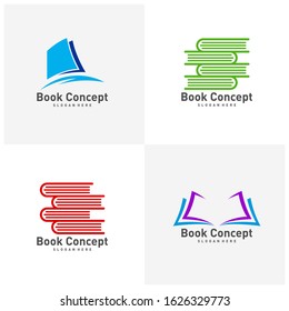 Set of Book Logo design Template. Book icon logo concept vector