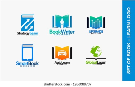 Set of Book logo designs, Set of Educations logo template vector