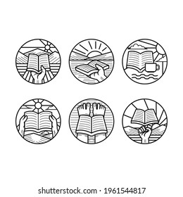conjunto de logotipo del libro. logotipo de arte de línea. ilustración vectorial