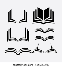 set of book logo vector silhouette