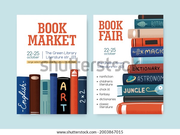 Set Book Market Fair Posters Place Stock Vector (Royalty Free ...