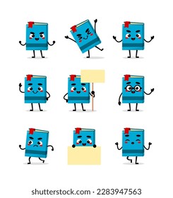 a set of book mascot character. cute mascot vector illustration.