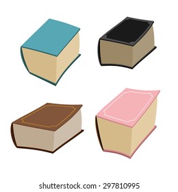 Set book. Old big books. Vector illustration 