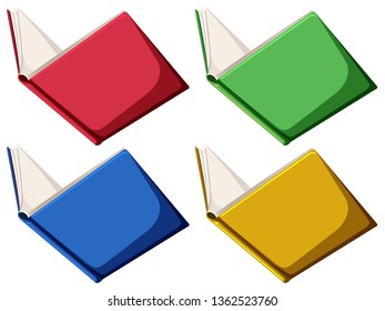 Set of book on white background illustration