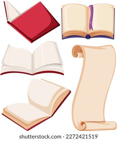 Set of book and paper illustration