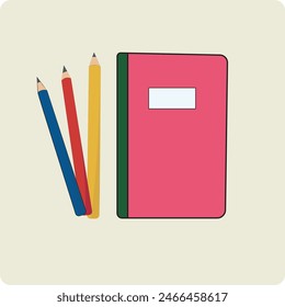 set of book and pencil vector illustration back to school