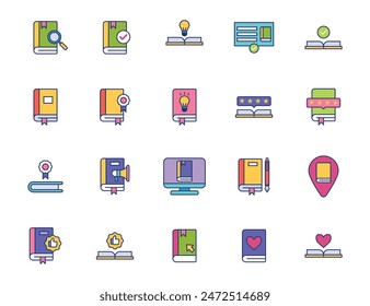 Set of Book Recommendation icons Literature book icons collection Textbook icons