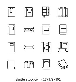 Conjunto de iconos de línea vectorial relacionados con el libro. Paquete de símbolos lineales Premium. Ilustración vectorial aislada en un fondo blanco. Símbolos web para sitios web y aplicaciones móviles. Diseño moderno. 