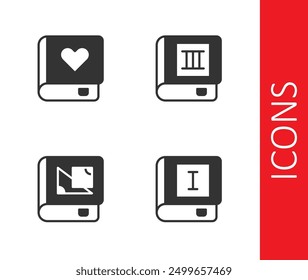 Set Book, Romance book, about geometry and  icon. Vector