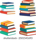 Set of Book Stack Vector art Illustration