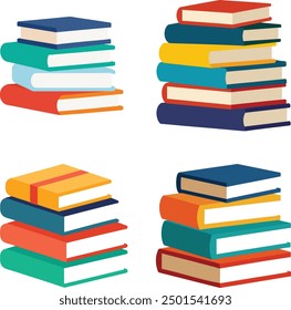 Set of Book Stack Vector art Illustration