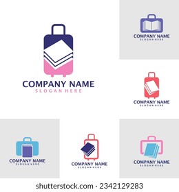 Set of Book Suitcase logo design vector. Suitcase logo design template concept