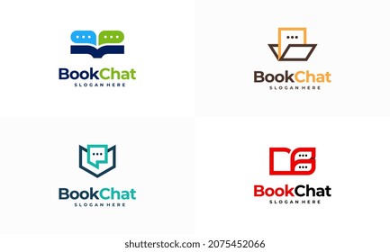 Set Set Set Set von Book Talk Logo Designs Konzept Vektorgrafik, Chat-Buch Logo Designs Speech Buch Logo Vorlage Symbol Vektorgrafik