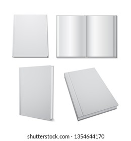 Set of book template in different views, vector illustration on plain background