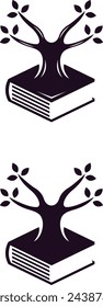 un conjunto de iconos de libro y árbol