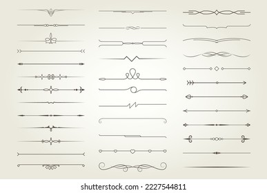 Satz von Buchvignetten, Dividern und Trennzeichen, Sammlung von Texttrennzeichen, Vektorgrafik