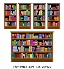 Conjunto de librerías en un fondo blanco. Mobiliario. Ilustración del vector
