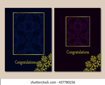 Set booklets templates. Business cards, invitations and banners. Floral mandala pattern and ornaments. Asian, Arabic, Indian motifs. 