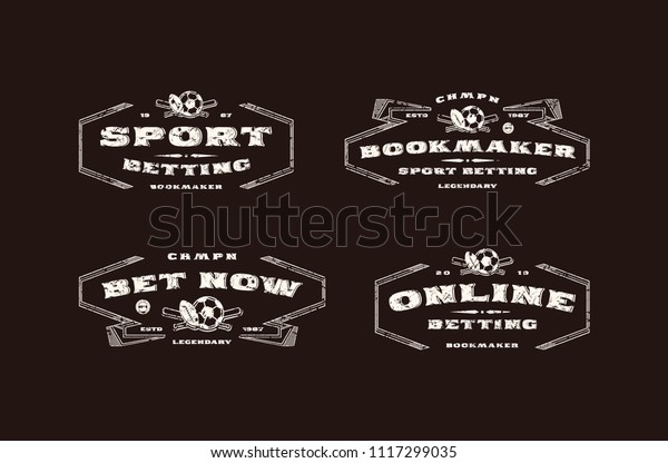 Set Bookmaker Emblem Retro Style Design Stock Vector Royalty Free