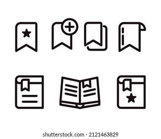 Set of bookmark icon in linear style isolated on white background