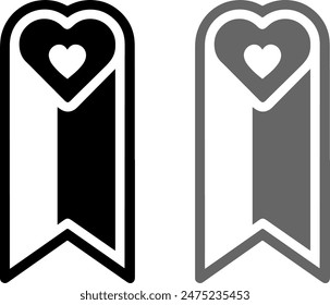 set of bookmark icons with heart. favorite icons symbol - add to favorites with heart symbol. vector illustration