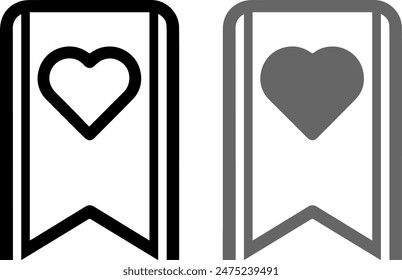 set of bookmark icons with heart. favorite icons symbol - add to favorites with heart symbol. vector illustration